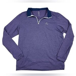 Rhoback Men's M Riva Purple Herringbone Performance Q-Zip Golf Pullover